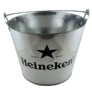 Heineken Extra Galvanized Beer Bucket with Built-In Bottle Opener